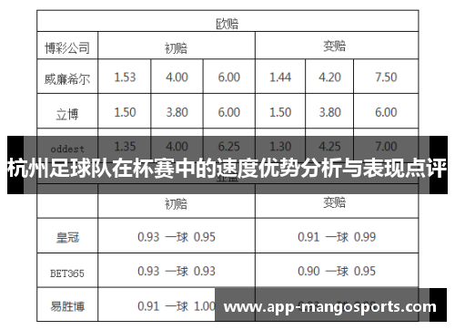 杭州足球队在杯赛中的速度优势分析与表现点评